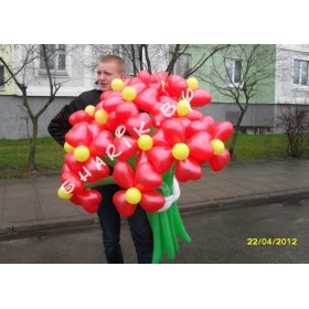 Цветы сердечки из шаров к 8 марта